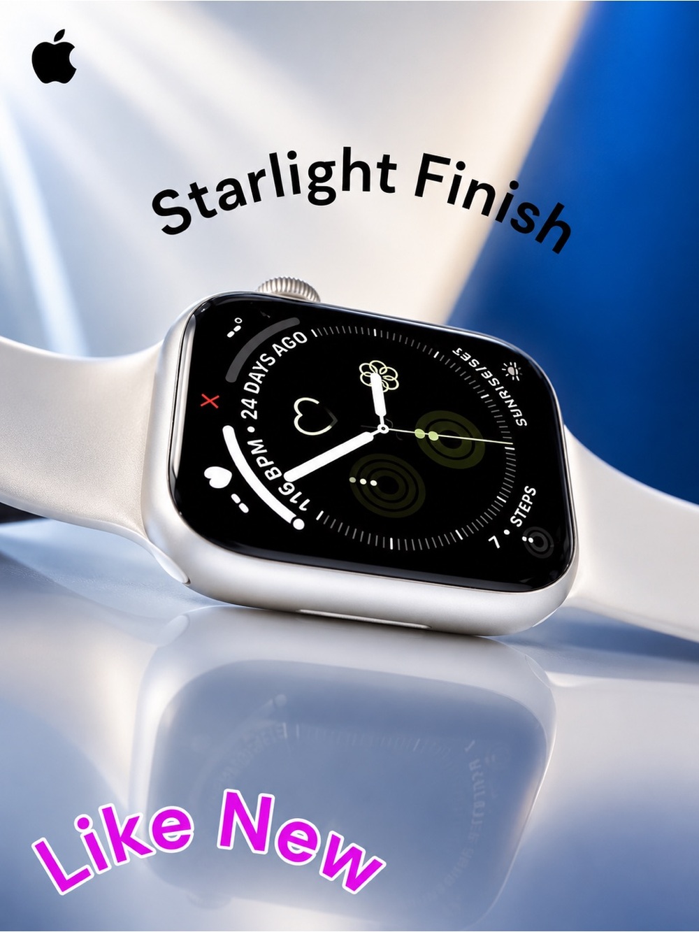 Like New Apple Watch Series 7 – 41mm Starlight Finish - Box, Charger, Bands